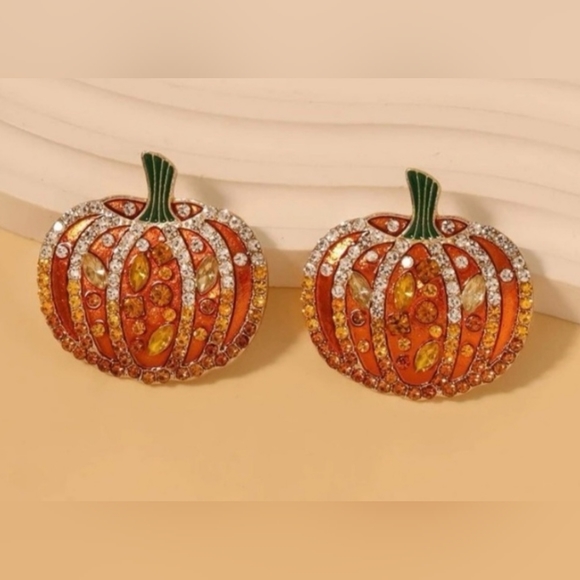 Blingy pumpkin earrings - Picture 1 of 3